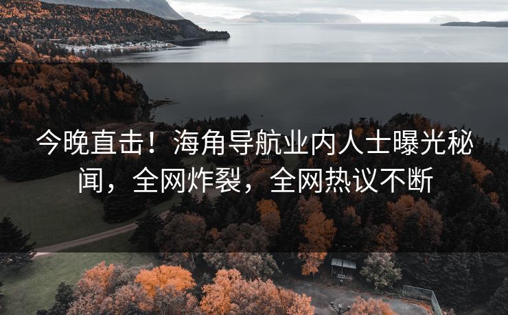 今晚直击！海角导航业内人士曝光秘闻，全网炸裂，全网热议不断
