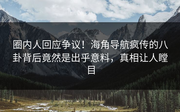 圈内人回应争议！海角导航疯传的八卦背后竟然是出乎意料，真相让人瞠目