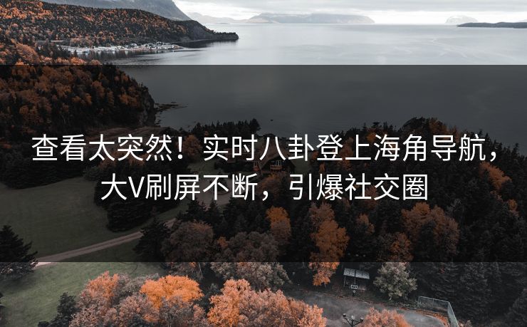 查看太突然！实时八卦登上海角导航，大V刷屏不断，引爆社交圈