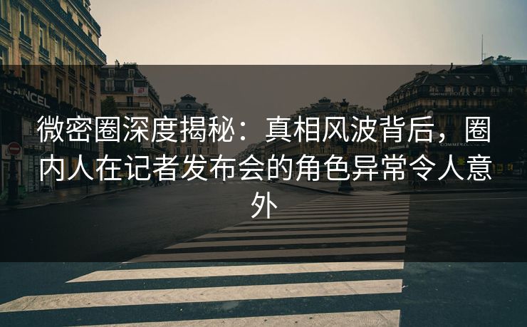 微密圈深度揭秘：真相风波背后，圈内人在记者发布会的角色异常令人意外