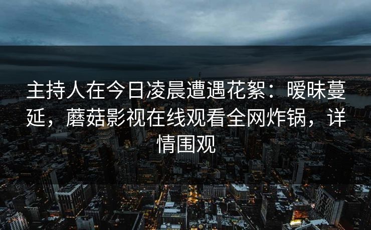 主持人在今日凌晨遭遇花絮:暧昧蔓延,蘑菇影视在线观看全网炸锅,详情围观 主持人在今日凌晨遭遇花絮:暧昧蔓延,蘑菇影视在线观看全网炸锅,详情围观